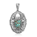 D'Joy Artisan Crafted Blue Moon Turquoise 2.60 ctw Cowboy Hat Pendant without Chain in Black Oxidized Sterling Silver - Sticky add to cart bar