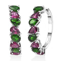 D'Joy Orissa Rhodolite Garnet and Chrome Diopside 7.35 ctw Leaves Earrings in Rhodium Over Sterling Silver - Sticky add to cart bar