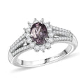 Premium Tanzanian Lavender Spinel and Moissanite 1.60 ctw Ring in Rhodium Over Sterling Silver - Sticky add to cart bar