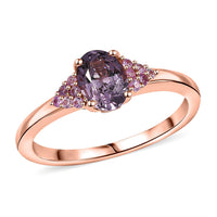 Premium Tanzanian Lavender Spinel, Madagascar Pink Sapphire Ring in 18K Vermeil RG Over Sterling Silver (Size 10.0) 1.00 ctw