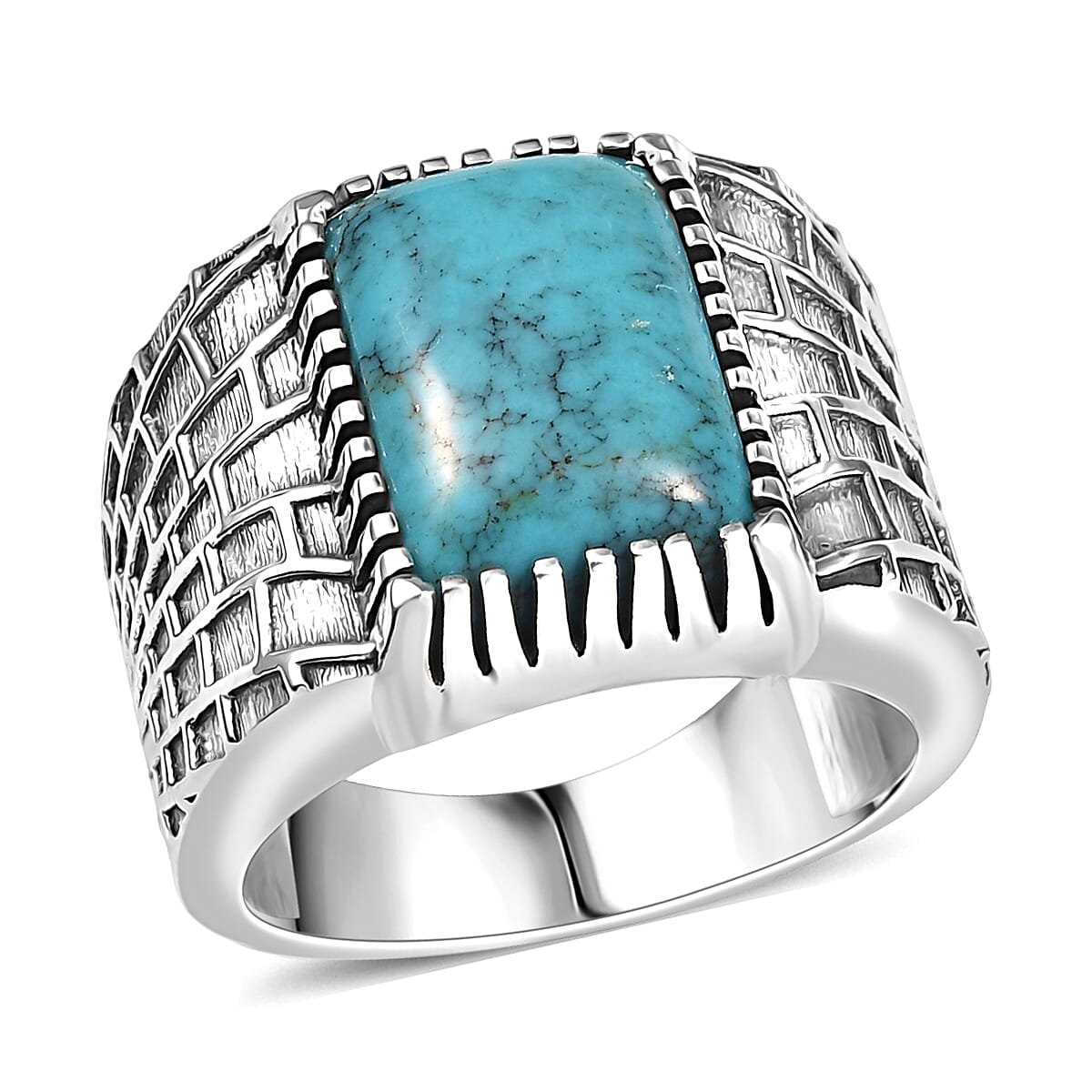 Artisan Crafted Blue Moon Turquoise Solitaire Ring Sterling Silver (Size 10) 5.60 ctw