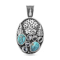 D'Joy Artisan Crafted White Buffalo and Blue Moon Turquoise 3.35 ctw Winter Howl Pendant without Chain in Black Oxidized Sterling Silver - Sticky add to cart bar