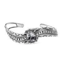 D'Joy Artisan Crafted White Buffalo 10.20 ctw Southwest Cuff Bracelet in Black Oxidized Sterling Silver (7.25 In)