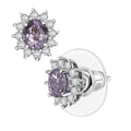 D'Joy Royal Lavender Spinel and White Zircon 1.30 ctw Floral Earrings in Rhodium Over Sterling Silver - Sticky add to cart bar
