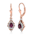 D'Joy AAA Radiant Ember Garnet and White Zircon 1.50 ctw Majestic Teardrop Earrings in 18K Vermeil Rose Gold Over Sterling Silver - Sticky add to cart bar