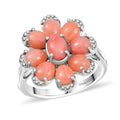 Oregon Peach Opal Floral Ring in Rhodium Over Sterling Silver (Size 10.0) 2.75 ctw - Sticky add to cart bar