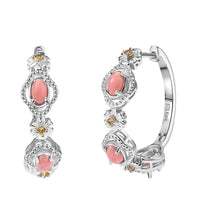 Karis Oregon Peach Opal and Brazilian Citrine 1.40 ctw Floral Hoop Earrings in Patinum Bond
