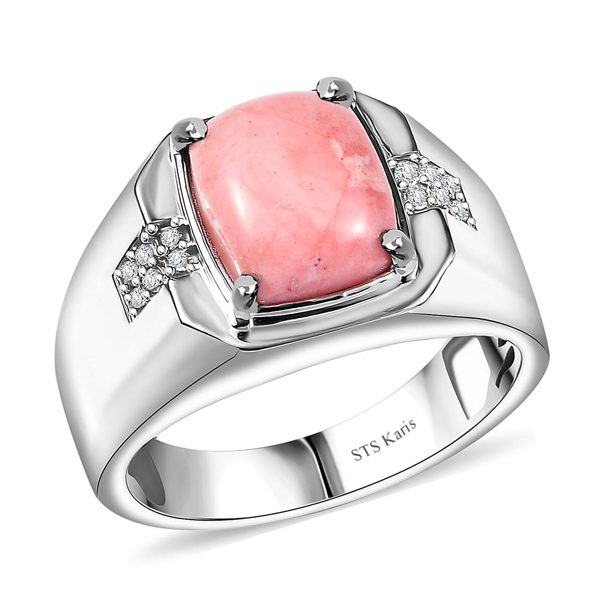 Karis Oregon Peach Opal, White Zircon Ring in Platinum Bond (Size 10.0) 3.00 ctw