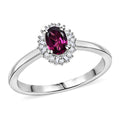 AAA Radiant Ember Garnet and White Diamond 0.65 ctw Ring in Rhodium Over Sterling Silver (Size 10.0) - Sticky add to cart bar