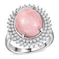 D'Joy Oregon Peach Opal and White Zircon 4.15 ctw Sunburst Ring in Platinum Over Sterling Silver (Size 6.0) - Sticky add to cart bar