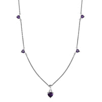 D'Joy African Amethyst 3.25 ctw Heart Necklace in Rhodium Over Sterling Silver 18 Inches
