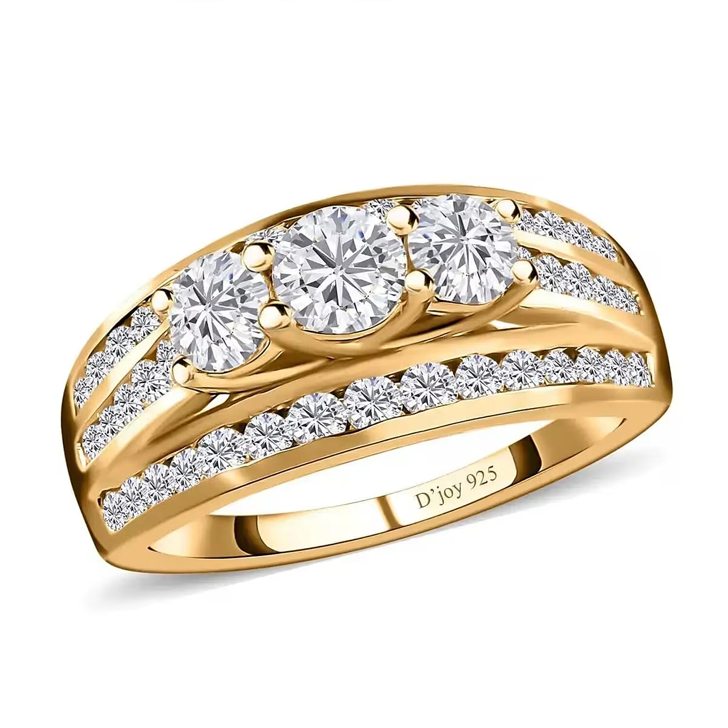 Luxuriant Lab Grown Diamond (G-H, I1) Ring in 18K Vermeil YG Over Sterling Silver (Size 7.0) 1.70 ctw