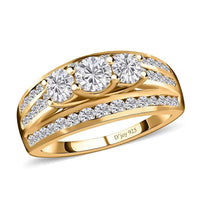 Luxuriant Lab Grown Diamond (G-H, I1) Ring in 18K Vermeil YG Over Sterling Silver (Size 7.0) 1.70 ctw