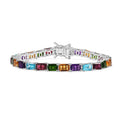 D'Joy Multi Gemstone 16.30 ctw Rainbow Bracelet in Rhodium Over Sterling Silver (6.50 In) - Sticky add to cart bar
