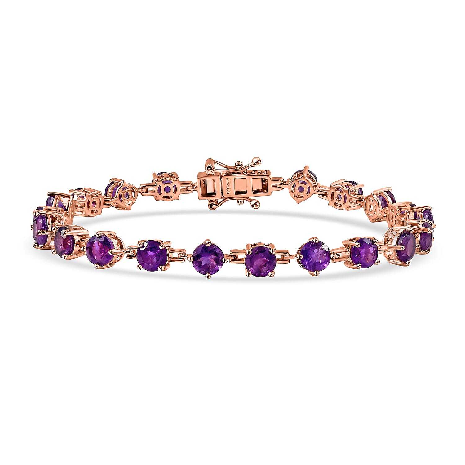 Karis African Amethyst Fancy Bracelet in 18K RG Plated (6.50 In) 8.60 ctw