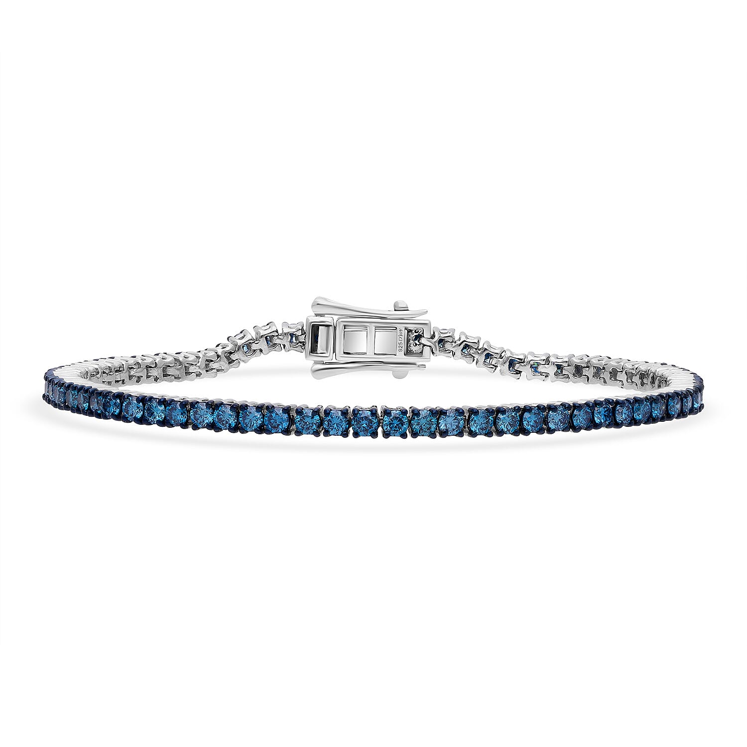 Venice Blue Diamond I1-I2 1.00 ctw Bracelet in Rhodium Over Sterling Silver (6.50 In)