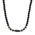 Nine Eyed Agate Dzi Beads and Black Obsidian 305 ctw Necklace 18-20 Inches in Silvertone - Sticky add to cart bar