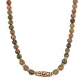 Nine Eyed Agate Dzi Beads, Unakite Necklace (18-20 Inches) in Silvertone 305.00 ctw - Sticky add to cart bar