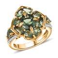 Premium Malagasy Pine Apatite, White Zircon Ring in 18K Vermeil YG Over Sterling Silver (Size 10.0) 4.50 ctw - Sticky add to cart bar
