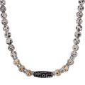 Nine Eyed Agate Dzi Beads and Dalmation Jasper 305 ctw Necklace 18-20 Inches in Silvertone - Sticky add to cart bar
