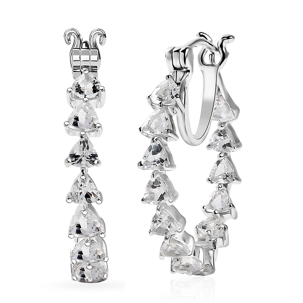 D'Joy Golconda Topaz 3.60 ctw Floral Vines Hoop Earrings in Platinum Over Sterling Silver