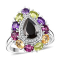 EverTrue Elite Shungite, Multi Gemstone Ring in Platinum Bond (Size 10.0) 2.90 ctw - Sticky add to cart bar