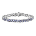 Tanzanite and White Zircon 10.20 ctw Bracelet in Rhodium Over Sterling Silver (6.50 In) - Sticky add to cart bar