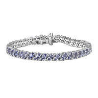 Tanzanite and White Zircon 10.20 ctw Bracelet in Rhodium Over Sterling Silver (6.50 In)