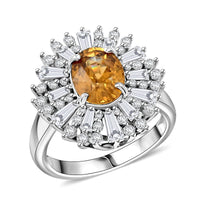 Premium Tanzania Yellow Zircon and White Zircon 4.40 ctw Frosted Majesty Ring in Rhodium Over Sterling Silver (Size 10.0)
