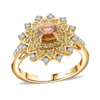 Premium Yellow Zircon and Multi Gemstone 2.00 ctw Golden Garden Ring in 18K Vermeil Yellow Gold Over Sterling Silver (Size 10.0)