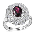 Orissa Rhodolite Garnet, White Zircon Ring in Rhodium Over Sterling Silver (Size 10.0) 4.75 ctw - Sticky add to cart bar