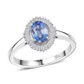 Epic Deal Luxoro 10K White Gold Premium Ceylon Blue Sapphire, Diamond (G-H, I2) Ring (Size 10.0) 1.10 ctw - Sticky add to cart bar