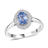 Epic Deal Luxoro 10K White Gold Premium Ceylon Blue Sapphire, Diamond (G-H, I2) Ring (Size 10.0) 1.10 ctw