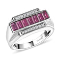 Orissa Rhodolite Garnet and White Zircon 2.00 ctw Men's Ring in Rhodium Over Sterling Silver (Size 10.0) - Sticky add to cart bar