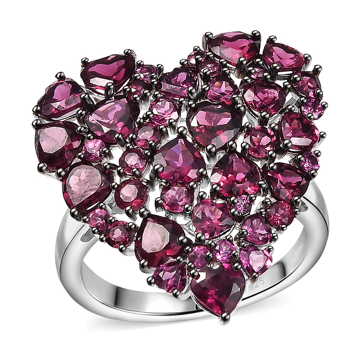 Orissa Rhodolite Garnet Ring in Rhodium Over Sterling Silver (Size 10.0) 10.80 ctw