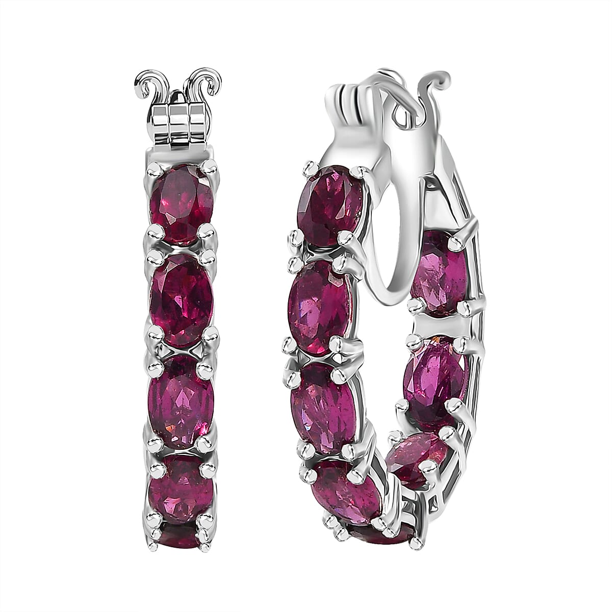 D'Joy Orissa Rhodolite Garnet 8.90 ctw Vines Earrings in Rhodium Over Sterling Silver