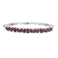D'Joy Orissa Rhodolite Garnet, White Zircon Leaves Vines Bangle Bracelet in Rhodium Over Sterling Silver (6.50 In) 9.00 ctw - Sticky add to cart bar