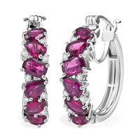 D'Joy Orissa Rhodolite Garnet and White Zircon 6.50 ctw Leaves Vines Earrings in Rhodium Over Sterling Silver