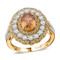 Premium Tanzania Yellow Zircon and Multi Gemstone 4.50 ctw Golden Aura Halo Ring in 18K Vermeil Yellow Gold Over Sterling Silver (Size 10.0) - Sticky add to cart bar