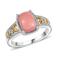 Oregon Peach Opal 2.00 ctw Solitaire Ring in 18K Vermeil YG and Rhodium Over Sterling Silver (Size 10.0)