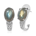Madagascar Fire Labradorite 14.15 ctw Solitaire Stud Earrings in Stainless Steel - Sticky add to cart bar