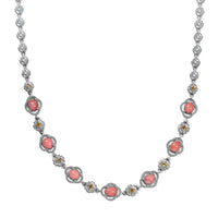 Karis Oregon Peach Opal and Multi Gemstone 2.50 ctw Floral Necklace in Platinum Bond 18 Inches