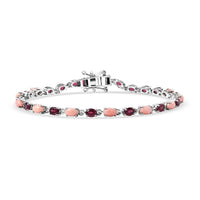 Karis Oregon Peach Opal, Orissa Rhodolite Garnet Bracelet in Platinum Bond (7.25 In) 5.40 ctw