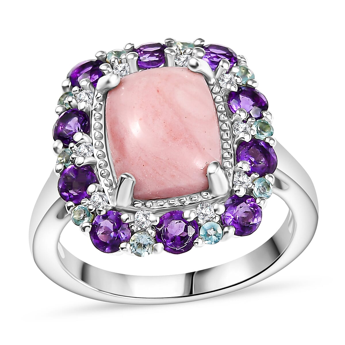 Karis Oregon Peach Opal, Multi Gemstone Ring in Platinum Bond (Size 10.0) 3.50 ctw