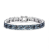 Luxuriant Lab Grown Blue Diamond (IR) SI 5.00 ctw Art Deco Bracelet in Rhodium Over Sterling Silver (7.25 In)