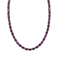 D'Joy Orissa Rhodolite Garnet 39.0 ctw Tennis Necklace in Rhodium Over Sterling Silver 18 Inches