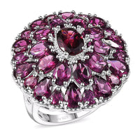Orissa Rhodolite Garnet Ring in Rhodium Over Sterling Silver (Size 5.0) 12.90 ctw