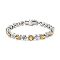 Premium Yellow Zircon and White Zircon 10.40 ctw Bracelet in Rhodium Over Sterling Silver (6.50 In)