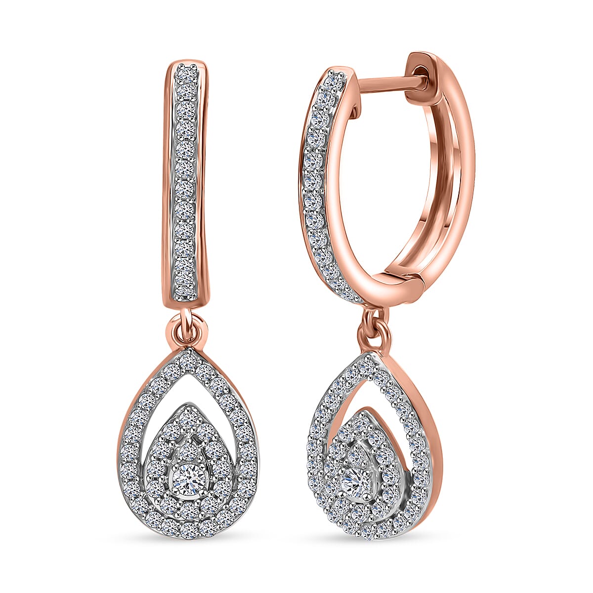Luxuriant Lab Grown Diamond G-H SI 0.50 ctw Hoop Earrings in Vermeil Rose Gold Over Sterling Silver (Del. In 10-12 Days)