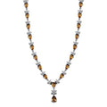 D'Joy Premium Tanzania Yellow Zircon and White Zircon 16.40 ctw Floral Necklace 18 Inches in Rhodium Over Sterling Silver - Sticky add to cart bar